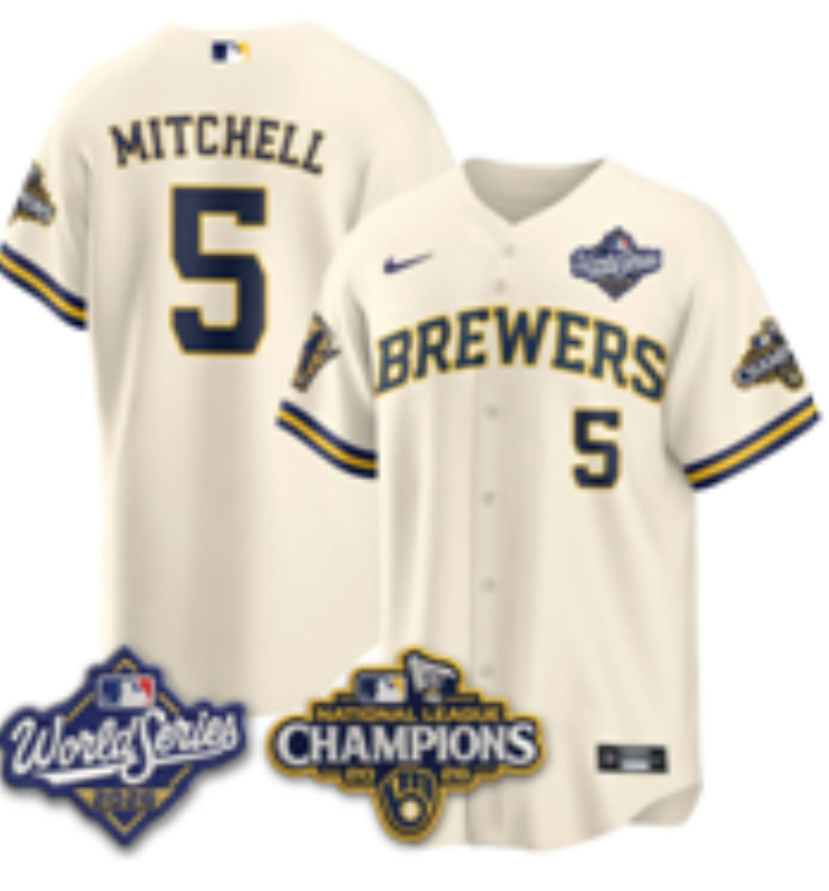 Women Milwaukee Brewers #5 Mitchell Cream Nike 2026 World Series jersey 102104